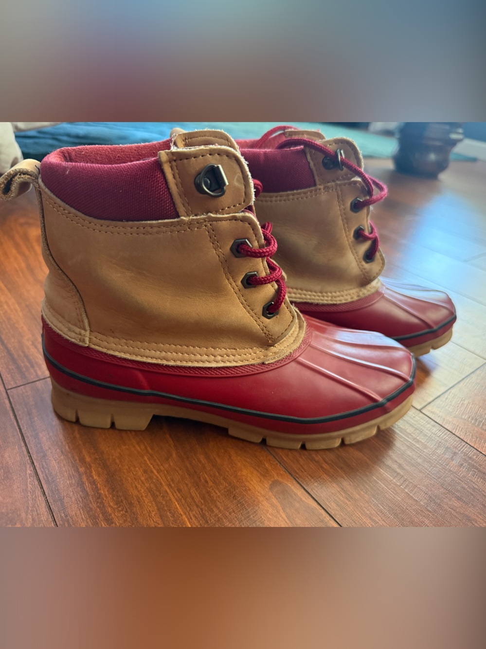 Lands' End Red and Tan Women's Duck Boots